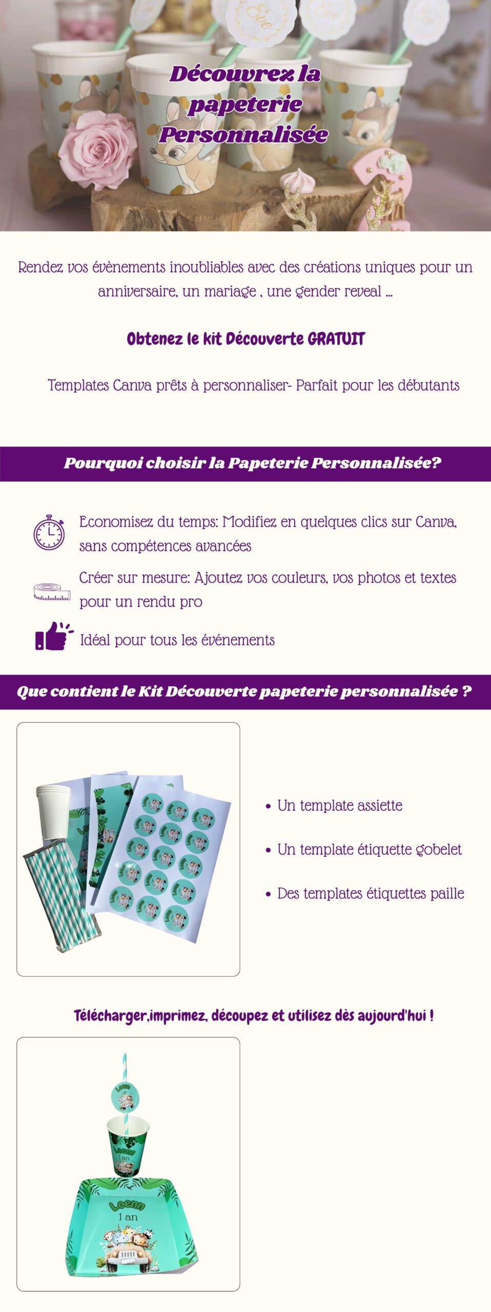 Page découvrir la papeterie personnalisées