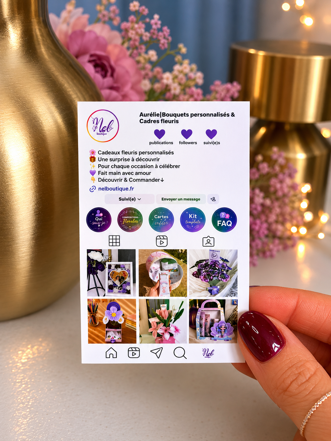 carte de visite Instagram holographique personnalisée